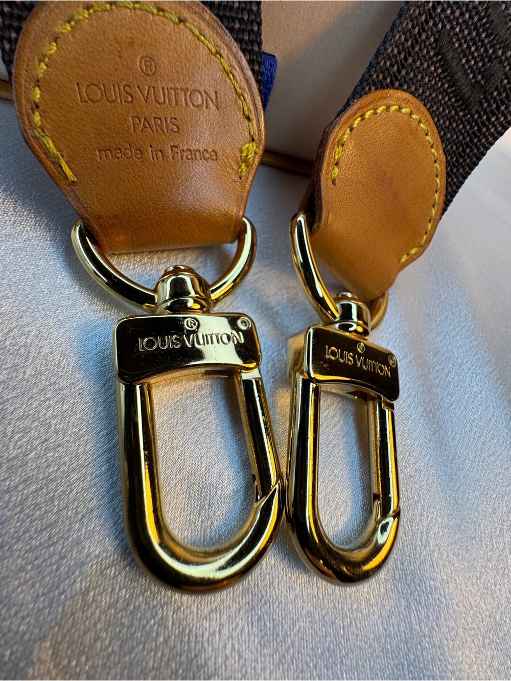 Louis Vuitton Stamped Brown Canvas Bag Strap with Tan Leather & Gold Hardware - Picture 6 of 16